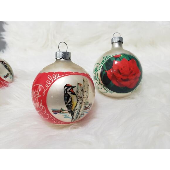 Vintage Essex Franke Bird Cardinal Red Green Retro Glass Christmas Glass Lot 4 - Picture 4 of 9